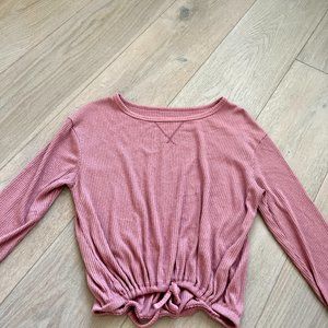 girl rose colored long sleeve shirt